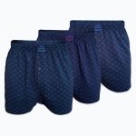 DFN Erkek 3 lü Lacivert Premium Collection Desenli Geniş Kalıp Büyük Beden Modal Boxer 3M90254