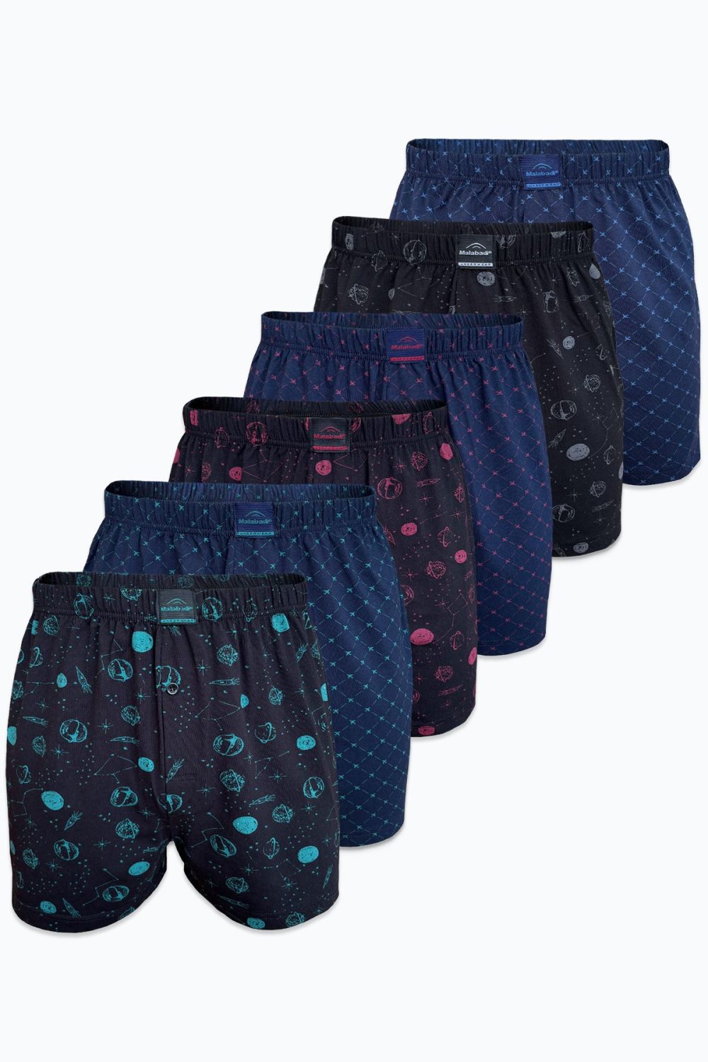 DFN Erkek 6 lı Set-1 Premium Collection Desenli Geniş Kalıp Büyük Beden Modal Boxer 6M90254