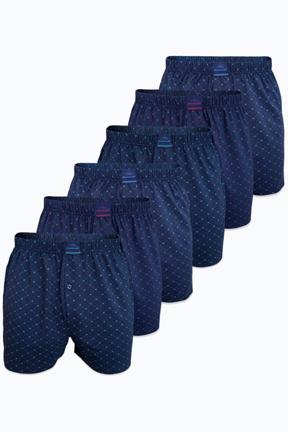 DFN Erkek 6 lı Lacivert Premium Collection Desenli Geniş Kalıp Büyük Beden Modal Boxer 6M90254