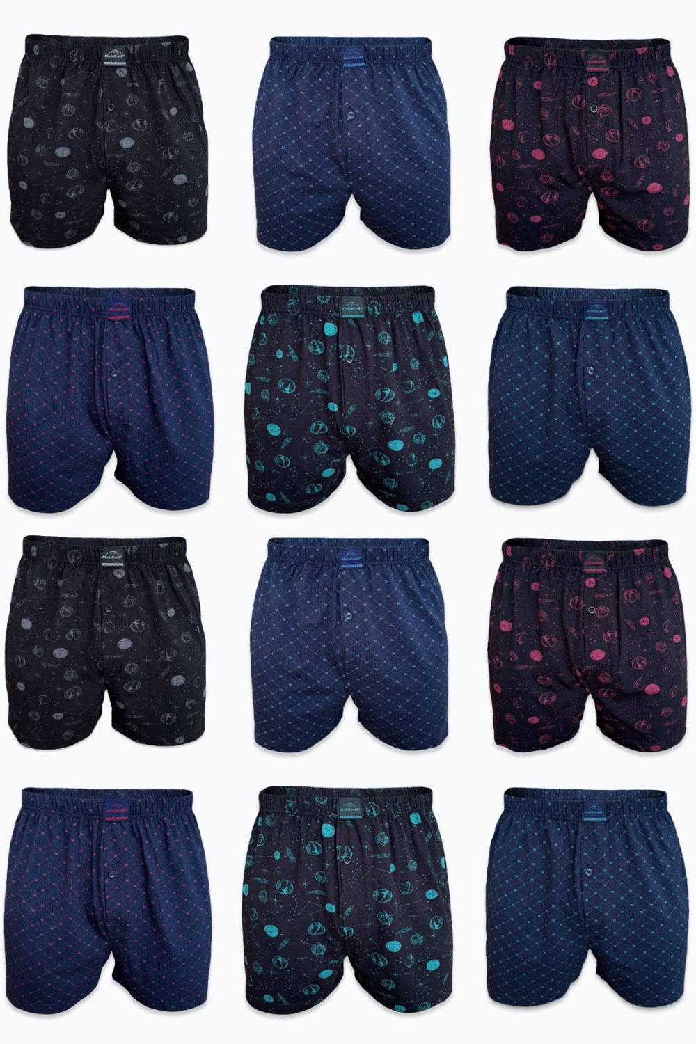 DFN Erkek 12 li Premium Collection Desenli Geniş Kalıp Büyük Beden Modal Boxer 12M90254