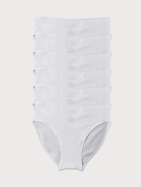 DFN Kadın Beyaz 6 lı Paket Modal Dar Kalıp Ara Bel Slip Külot 187