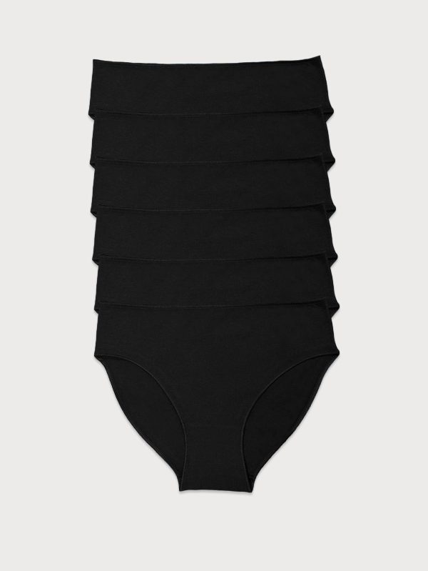 DFN Kadın Siyah 6 lı Paket Modal Dar Kalıp Ara Bel Slip Külot 187